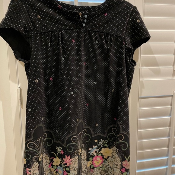 Free People A Line Dress Black Polka Dot Floral- Small - Picture 9 of 10